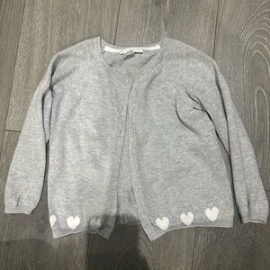 The little white company  Gray Heart Pattern Cardigan size 2-3 years